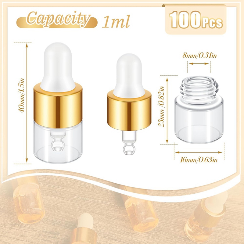 100 Buah Botol Penetes Kaca Mi - Essential Oils ulasan dan harga